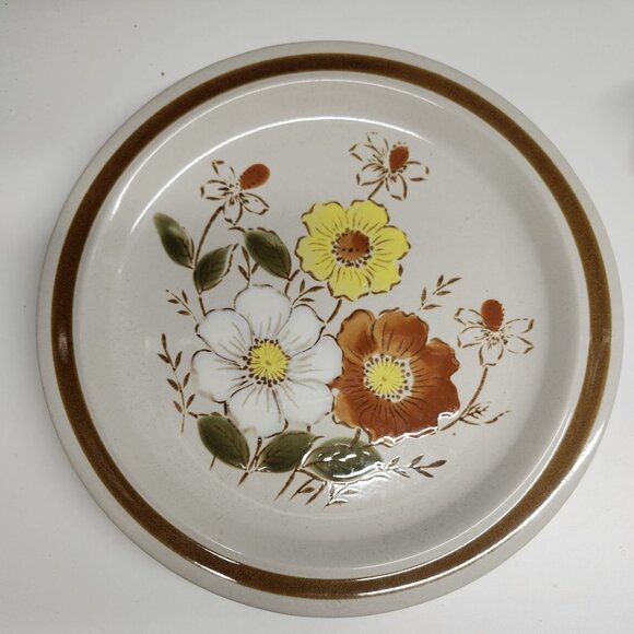 12" Stoneware Chop Plate Serving Dish Daniele Collection Trailside Neutral Flora - Picture 1 of 4